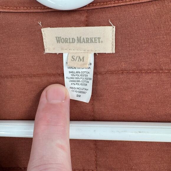 World Market Quilted Jacket Women's S/M Clay Open Front Pockets - Picture 3 of 8